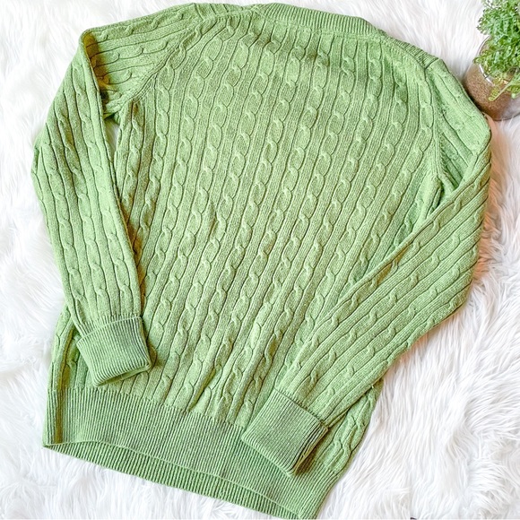 GAP Stretch Women's Light Green Pullover Sweater Size S Cable Knit Chunky - Picture 3 of 4